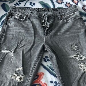 Lucky Brand Gray Distressed Boyfriend Jeans